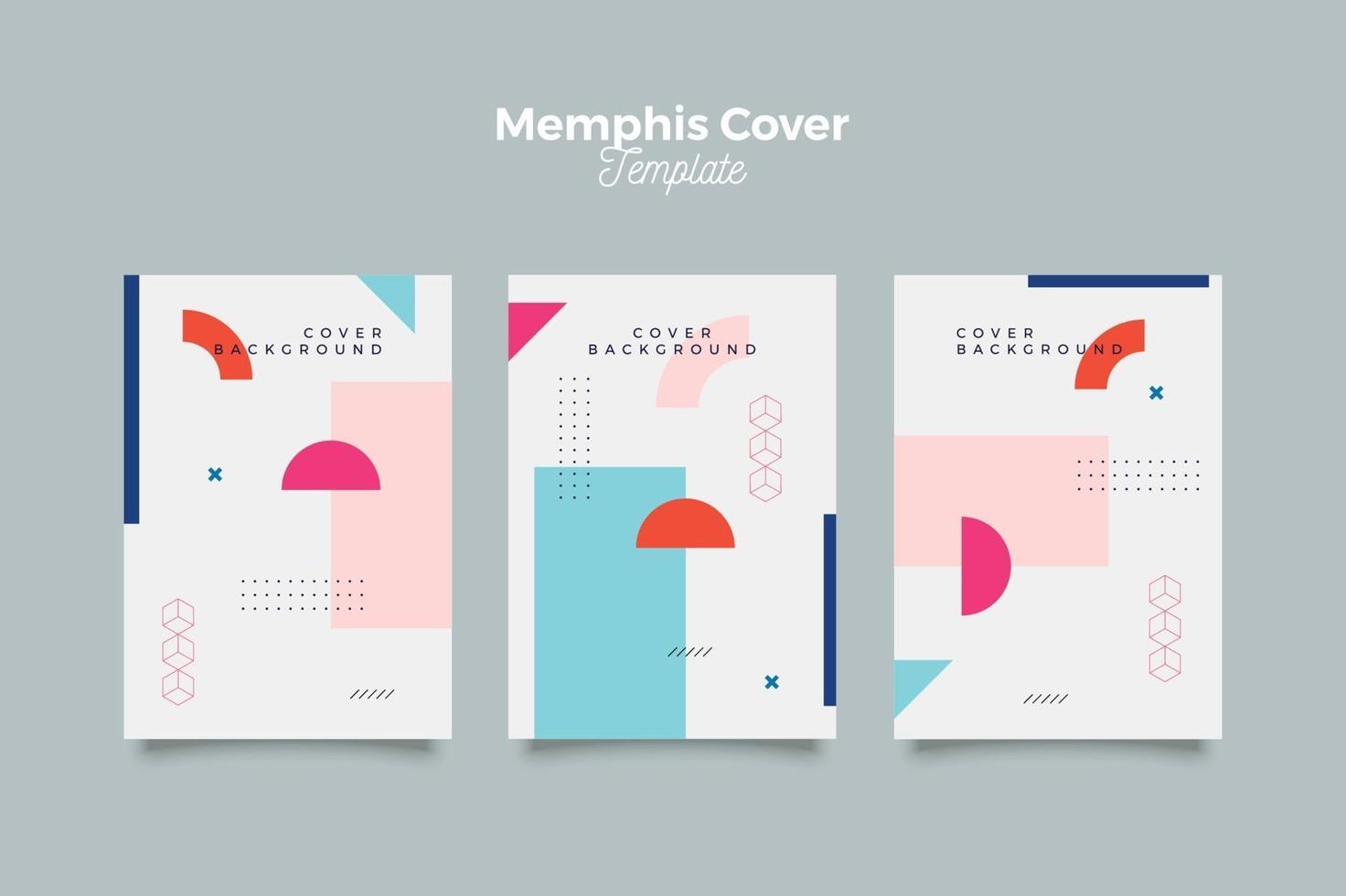 Memphis cover collection with dynamic color vector