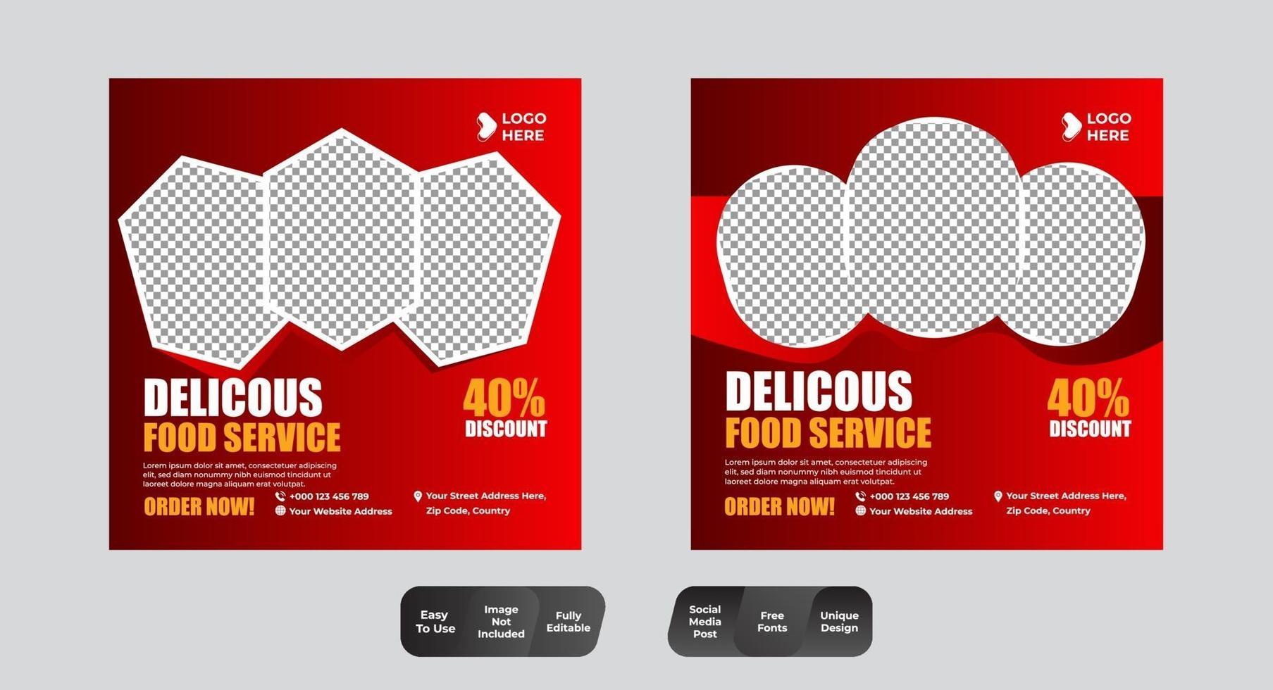 Food Menu Banner Template Social Media Set vector