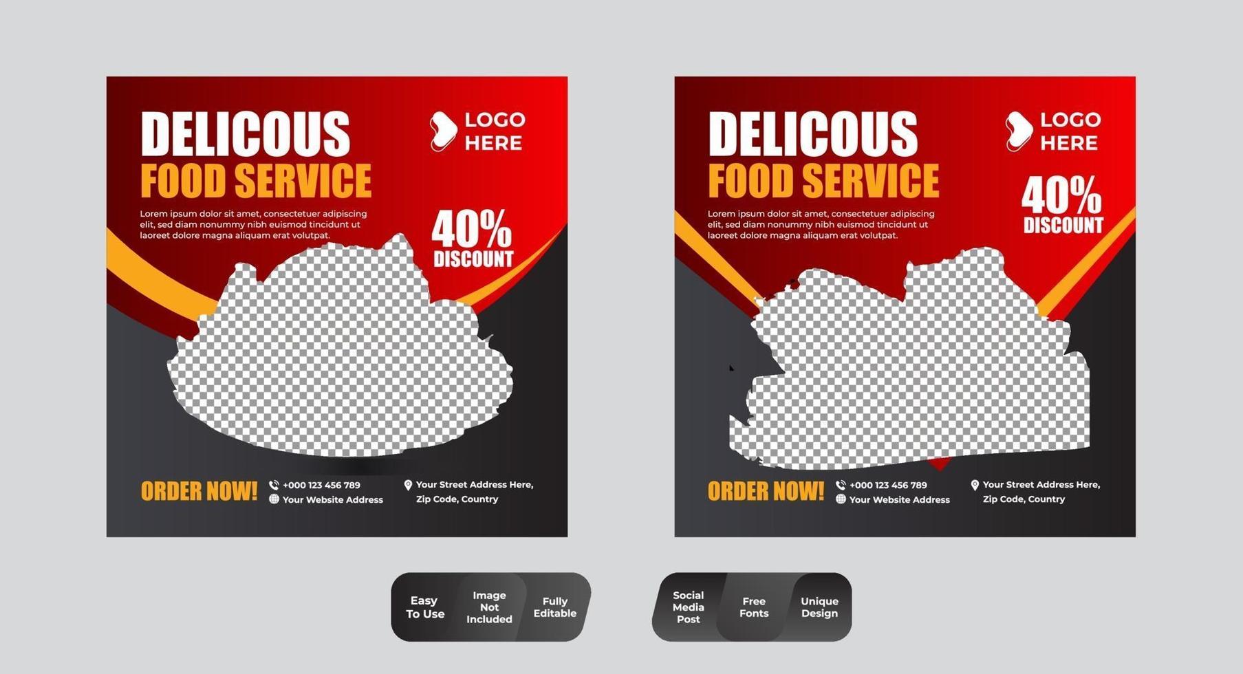 Food Menu Banner Template Social Media Set vector