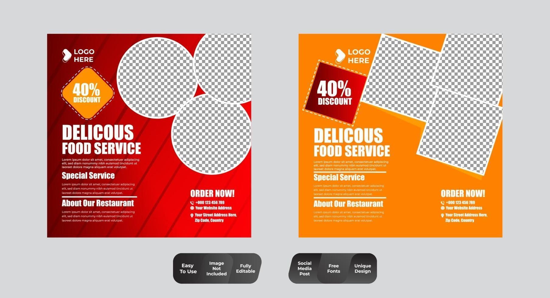 Social Media Food Template vector