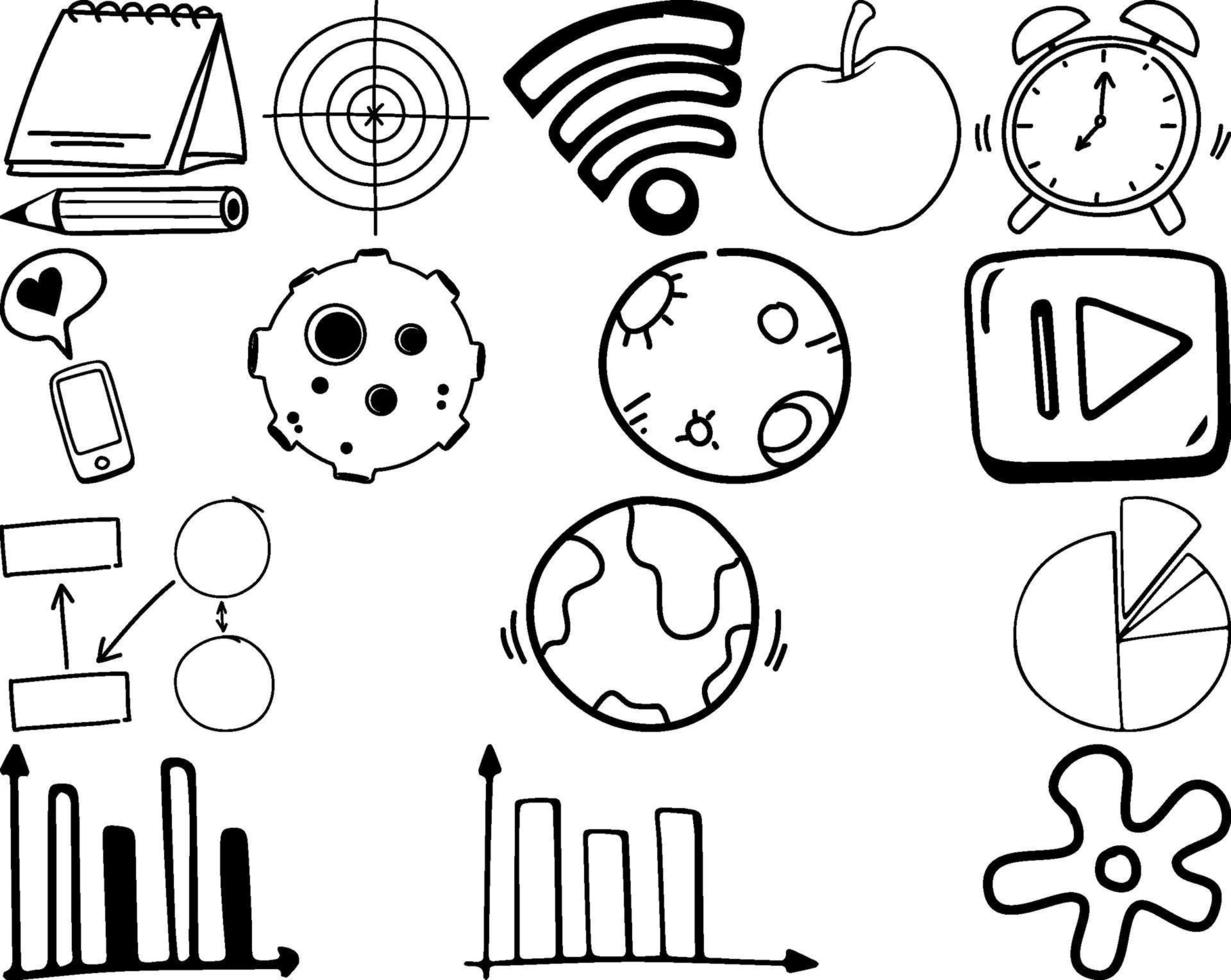 Set of item and symbol hand drawn doodle vector