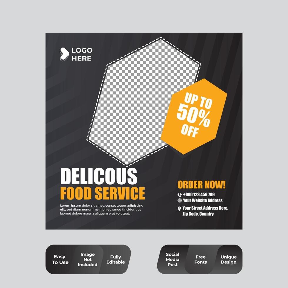 Food Menu Banner Template Social Media vector