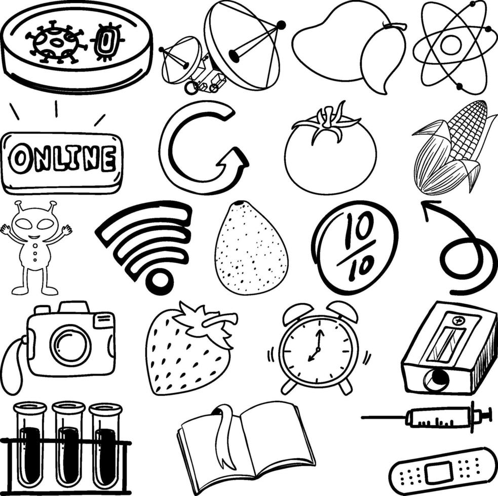 Set of item and symbol hand drawn doodle vector