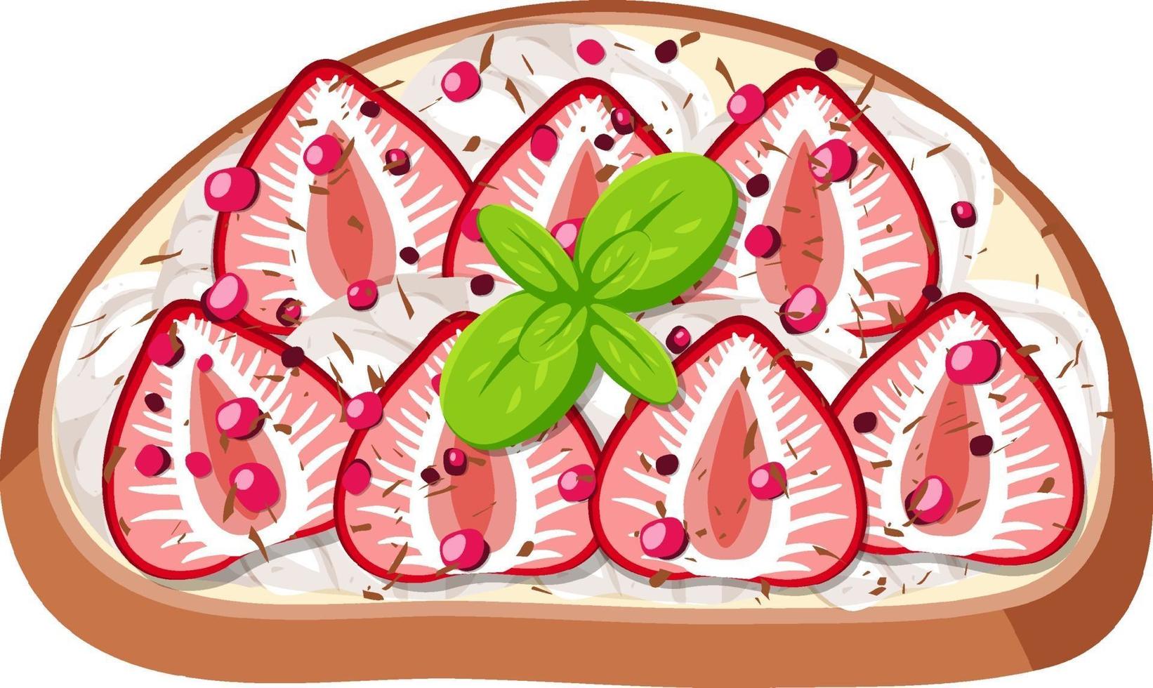 Top view of bread with fruit topping vector