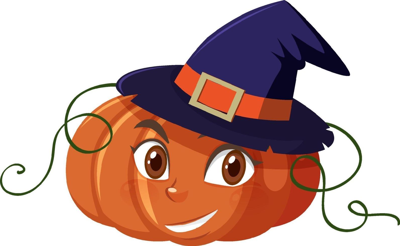 Cute pumpkin cartoon character with happy face expression on white background vector