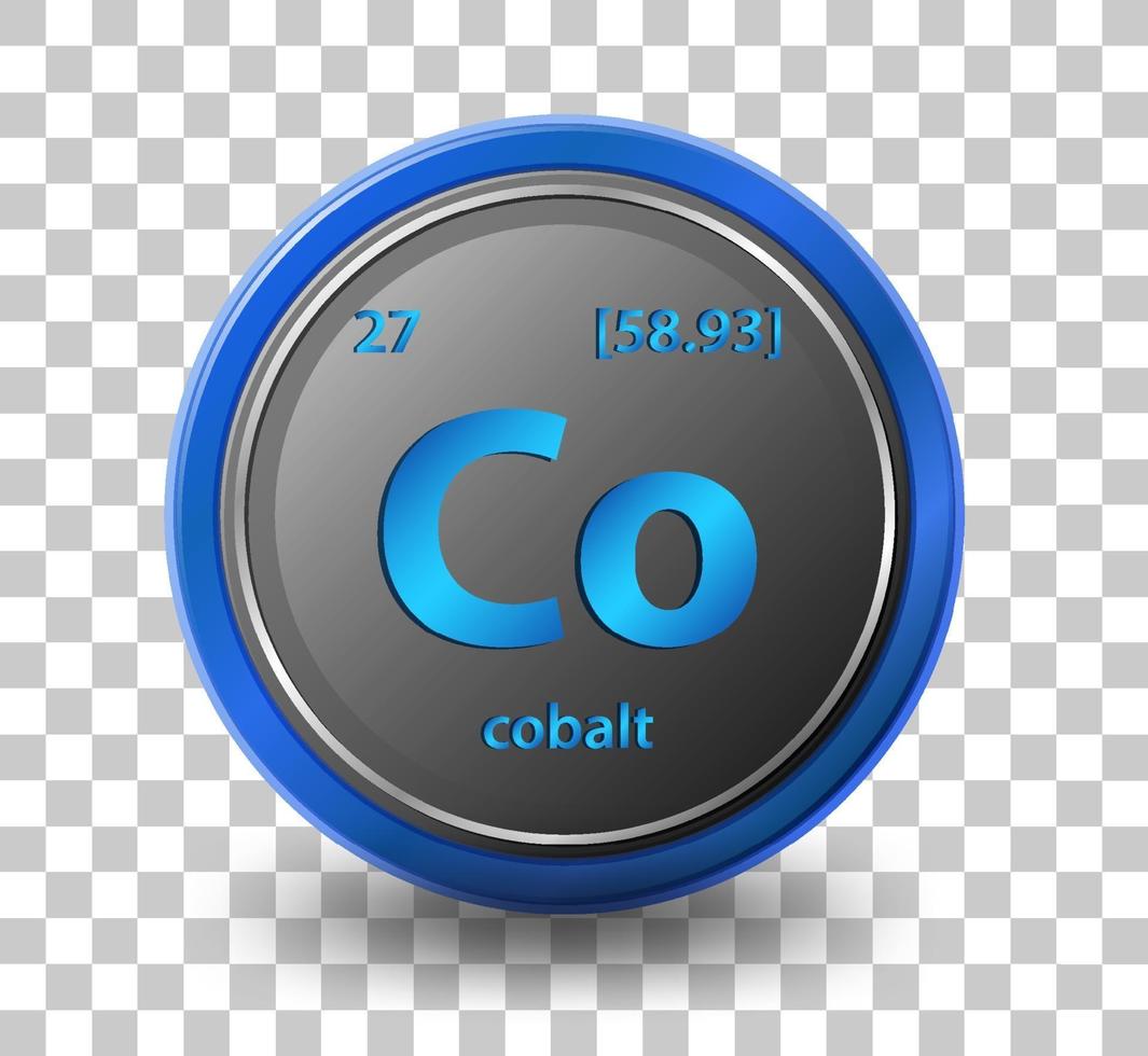 Cobalt chemical element. Chemical symbol with atomic number and atomic mass. vector