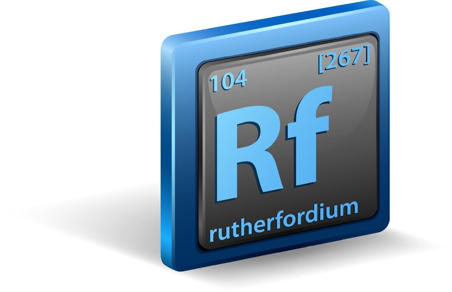 elemento químico rutherfordio. símbolo químico con número atómico y masa atómica. vector