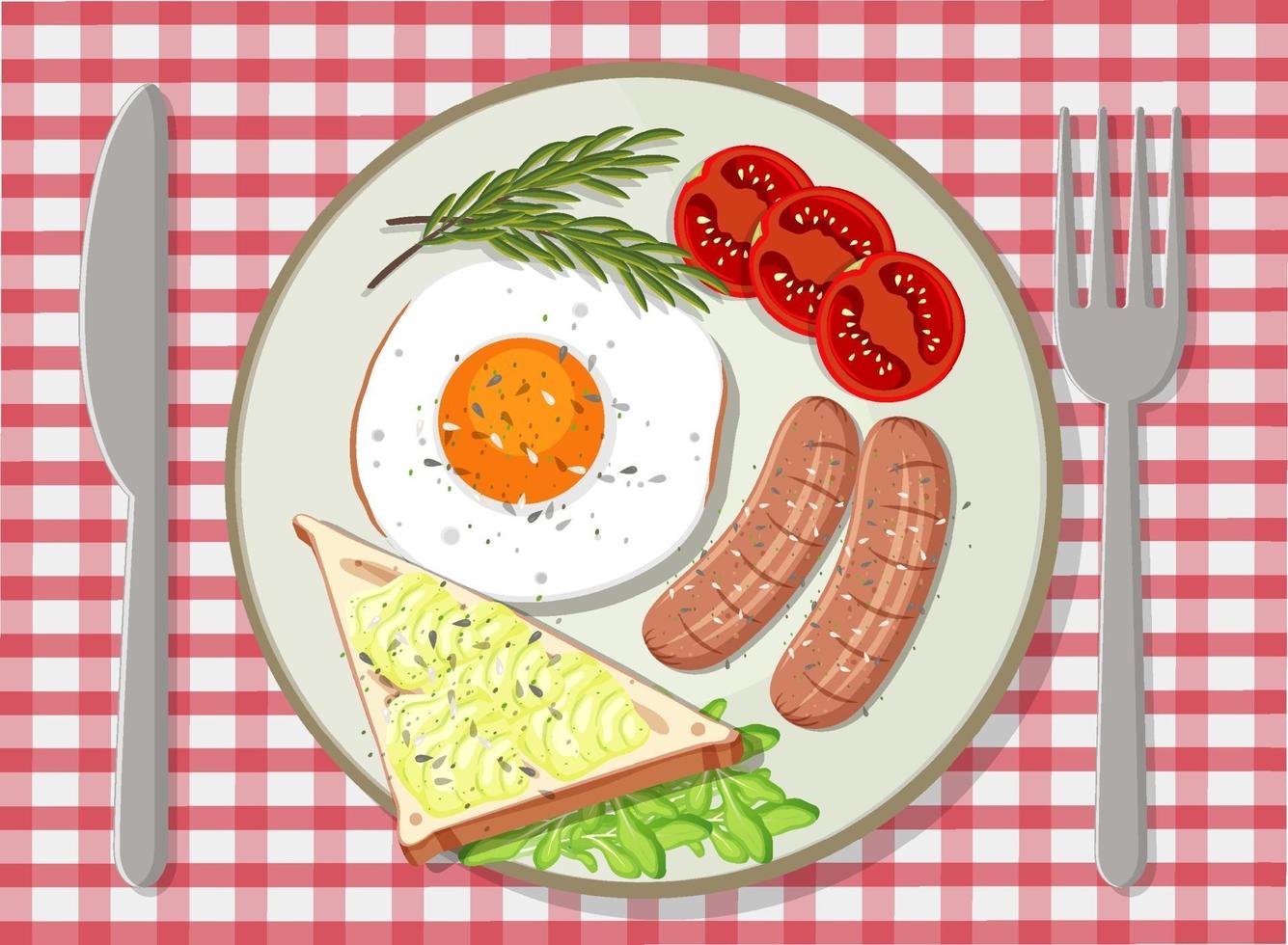 Breakfast set in a plate top view vector