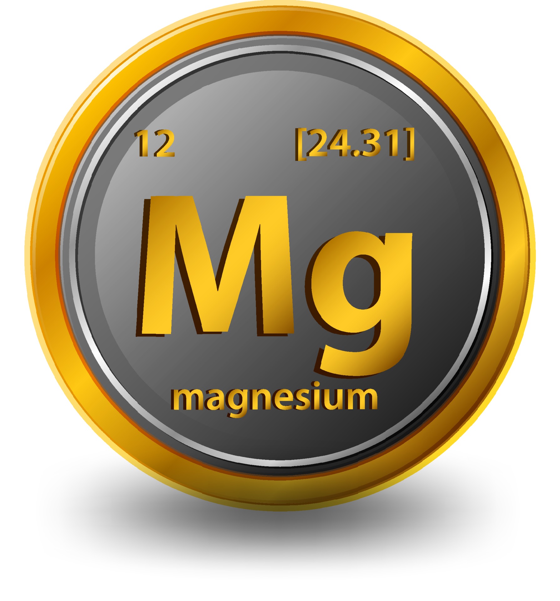 Magnesium chemical element. Chemical symbol with atomic number and