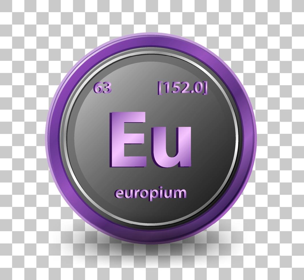 elemento químico europio. símbolo químico con número atómico y masa atómica. vector