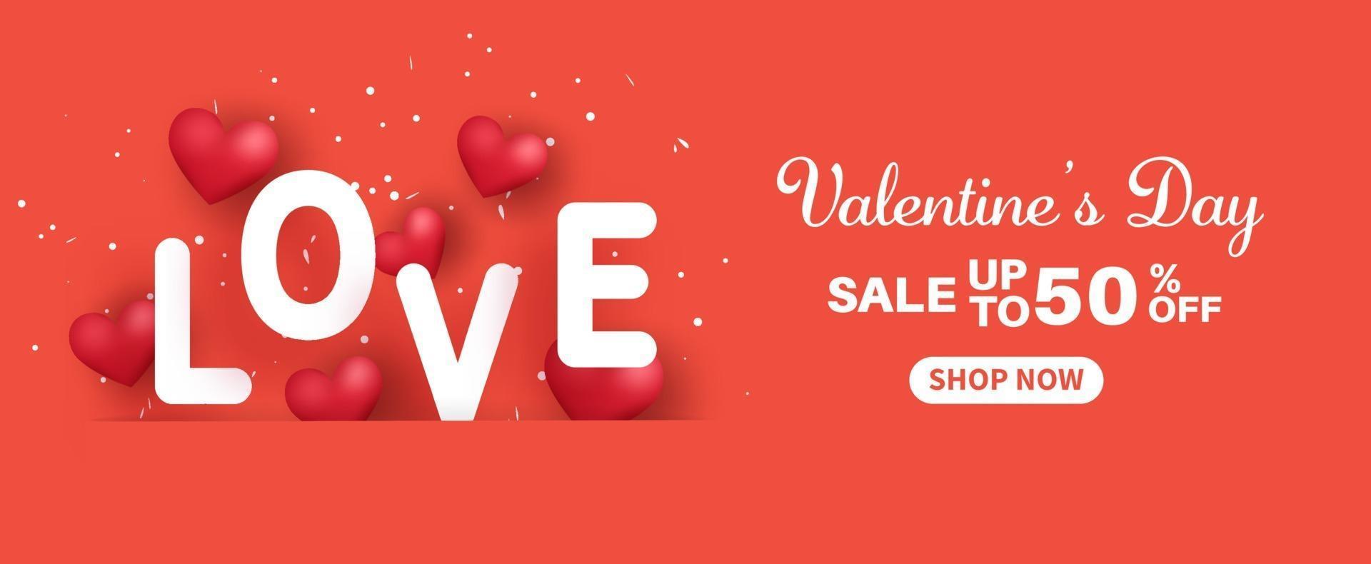 Valentine's day sale banner. sale up to 50. vector