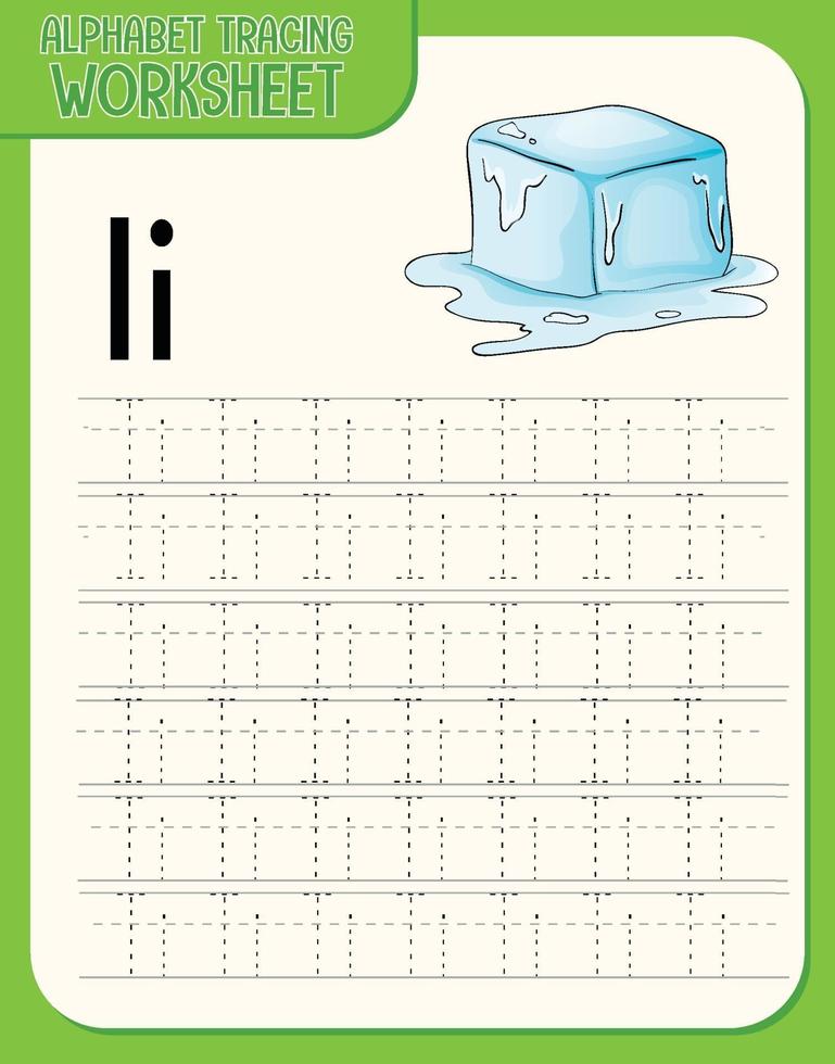 Alphabet tracing worksheet with letter I and i vector