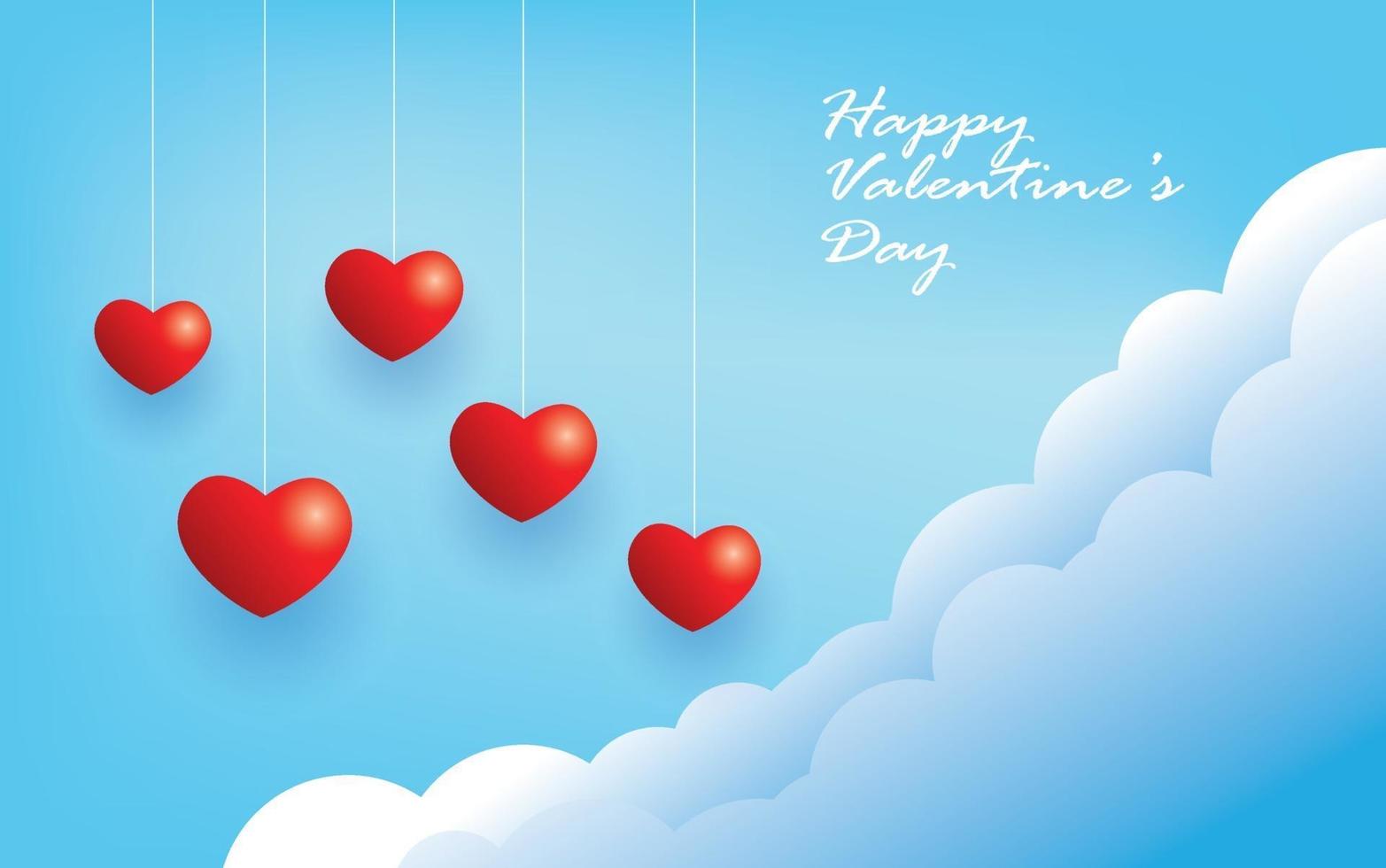 happy valentine's day, hanging hearts background vector