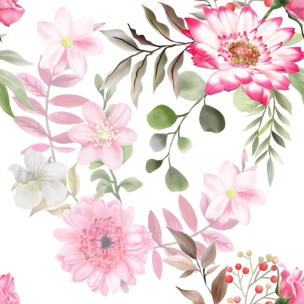 elegant seamless pattern with beautiful floral hand drawn design vector
