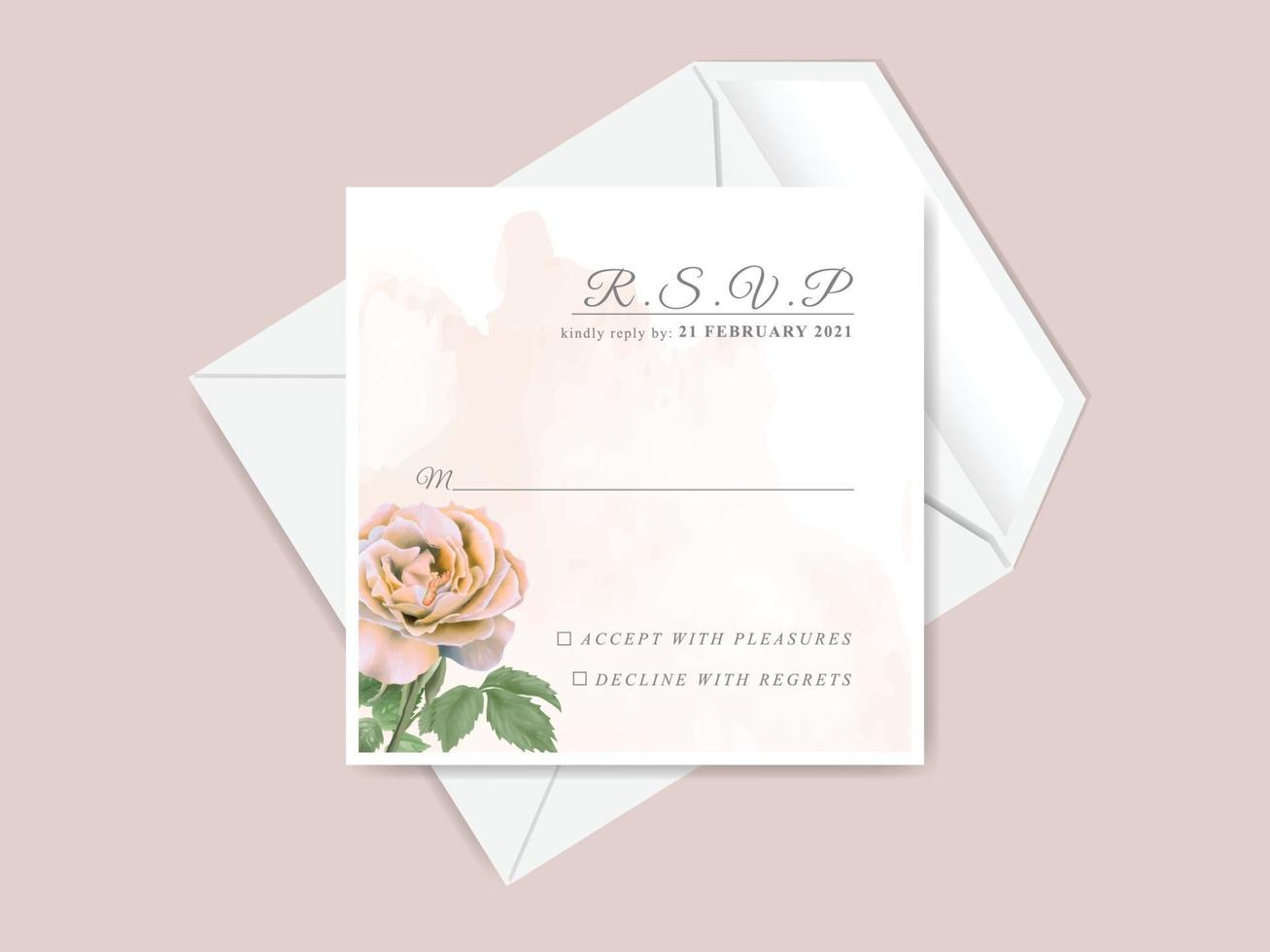 hermosa y elegante tarjeta de invitación de boda floral dibujada a mano vector