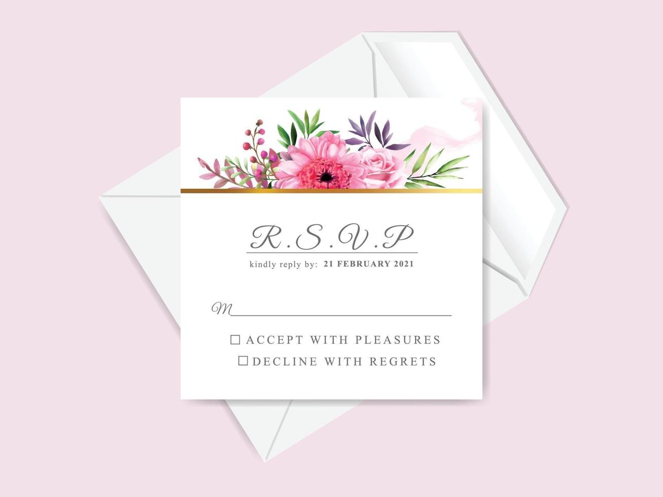 beautiful and elegant floral hand drawn wedding invitation card vector