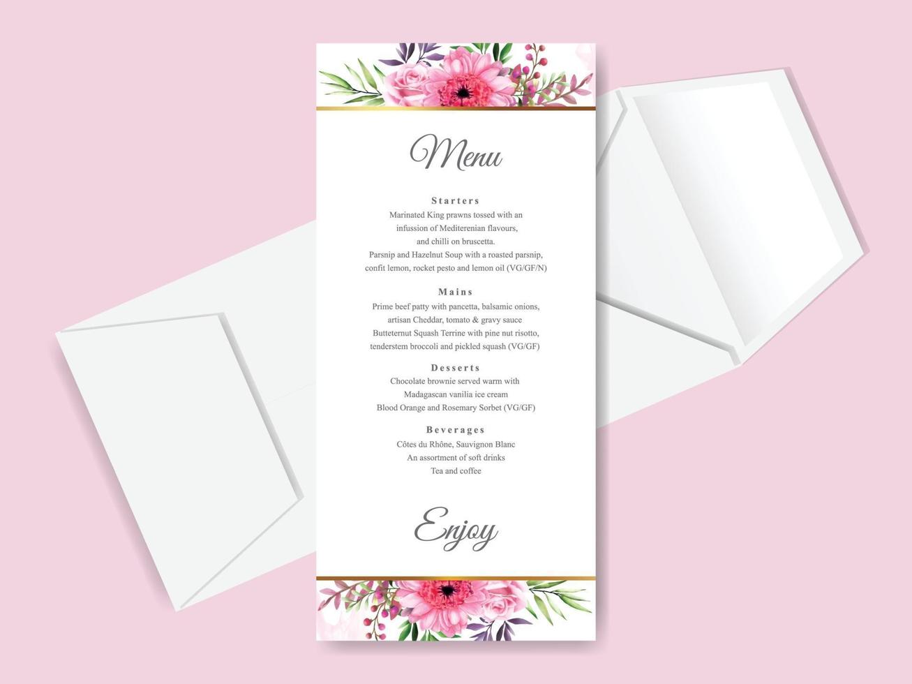 beautiful and elegant floral hand drawn wedding invitation card vector