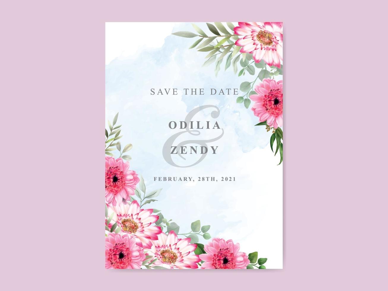 elegant wedding invitation template with beautiful floral design vector