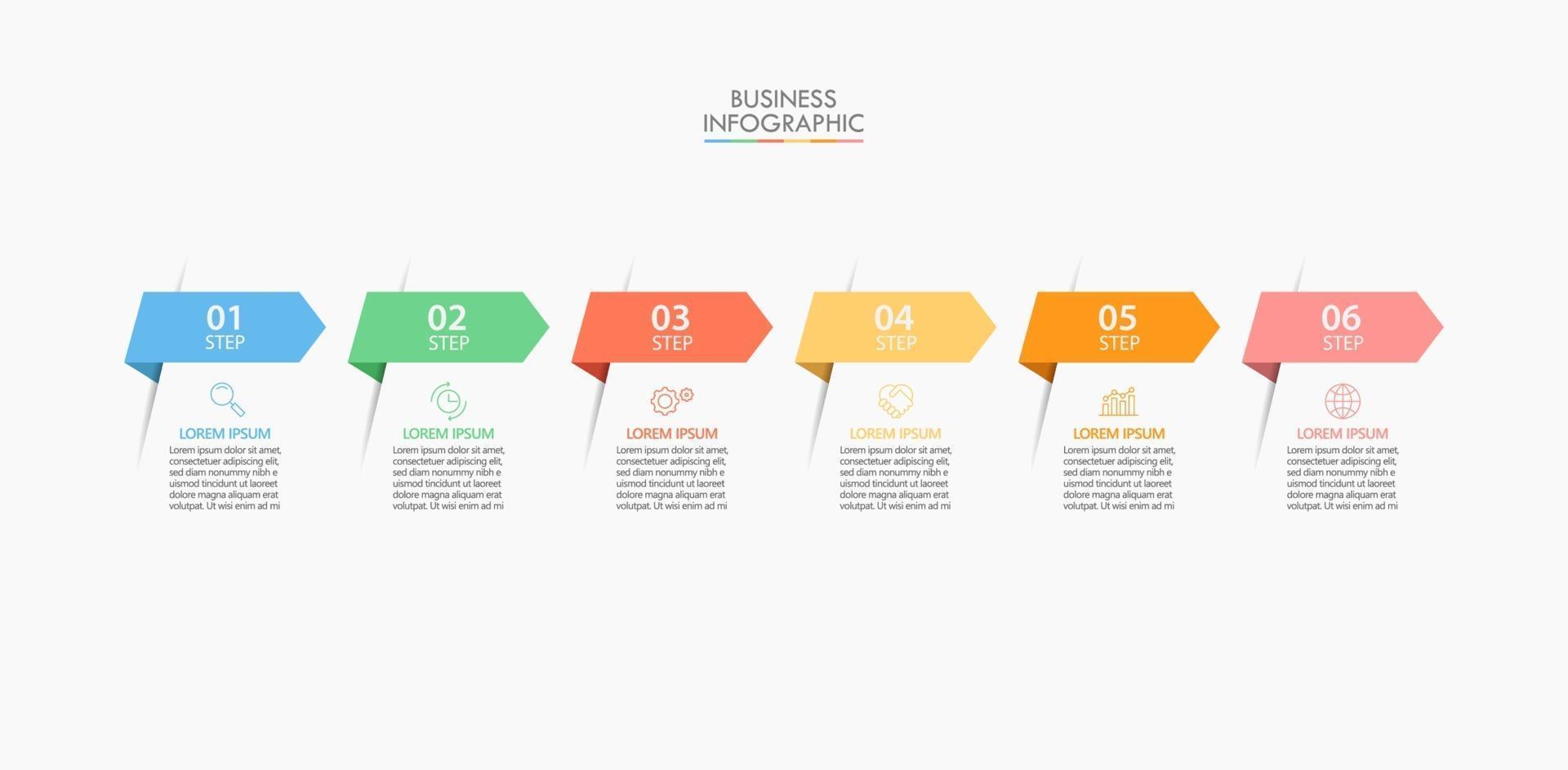 Arrow Infographics Icons With 6 Options vector