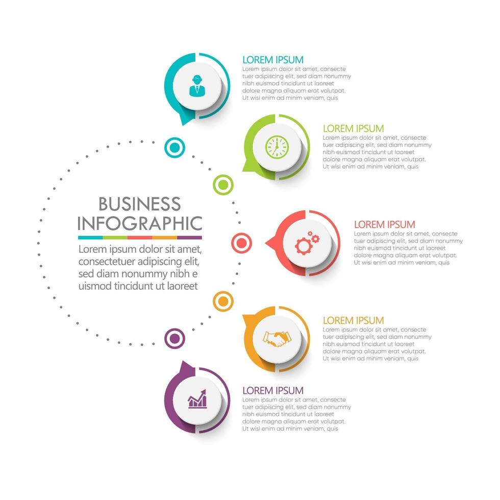 Circle Infographic Tmplate With 5 Options. vector