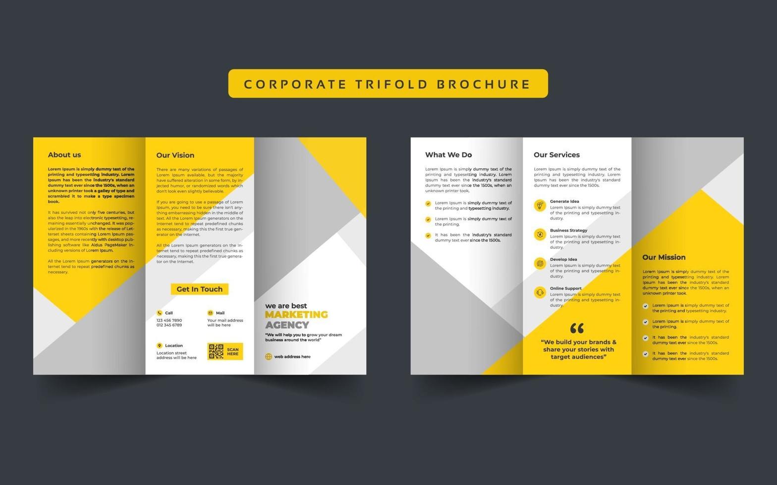 folleto tríptico de negocios corporativos vector