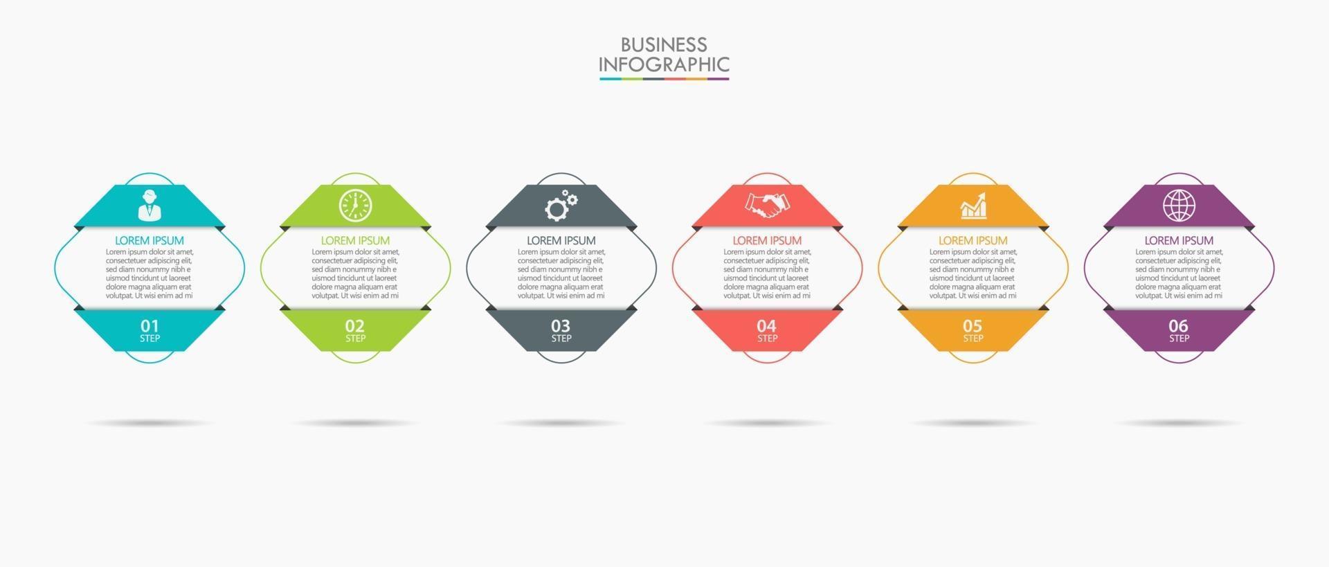 Square Shape Thin Line Business Infographic Template With 6 Options vector