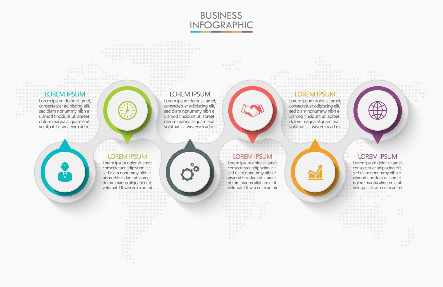Infographics Connection Icons With 6 Options vector