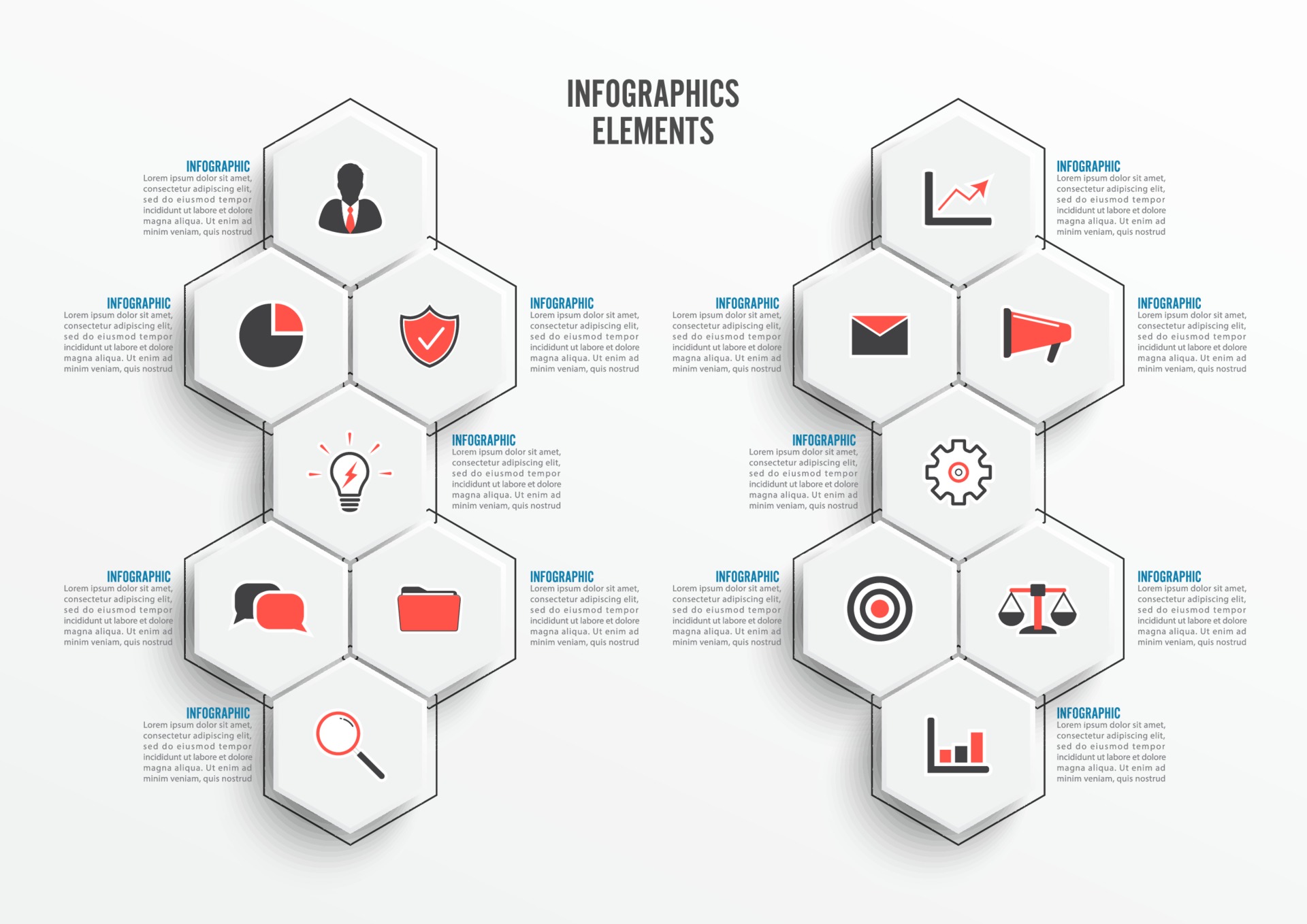 Download Vector infographic template with 3D paper label. Business concept with 10 options. For content ...
