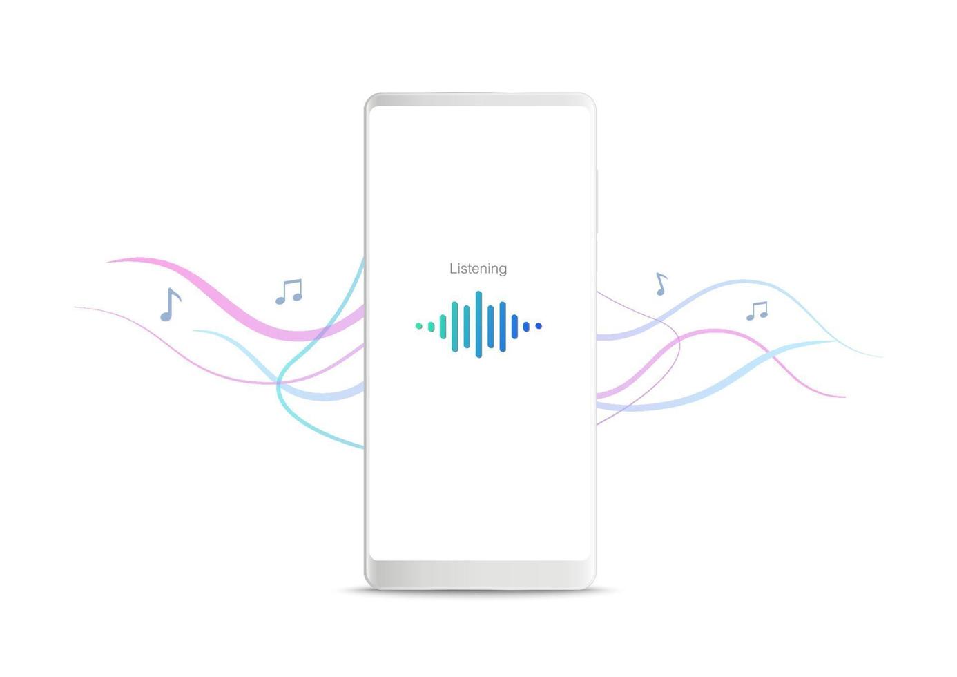 New realistic mobile white smartphone with music player app on white background. vector