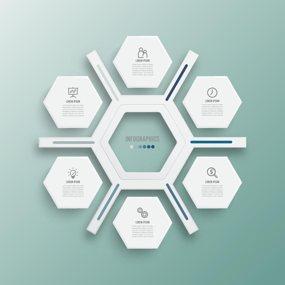 Vector illustration infographics 6 options. Template for brochure, business, web design.
