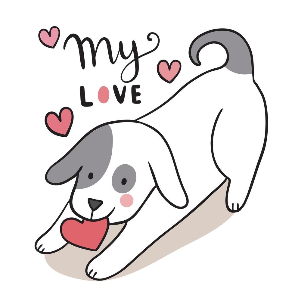 Hand draw cartoon cute Valentine's day, Dog and heart vector. 1970491  Vector Art at Vecteezy