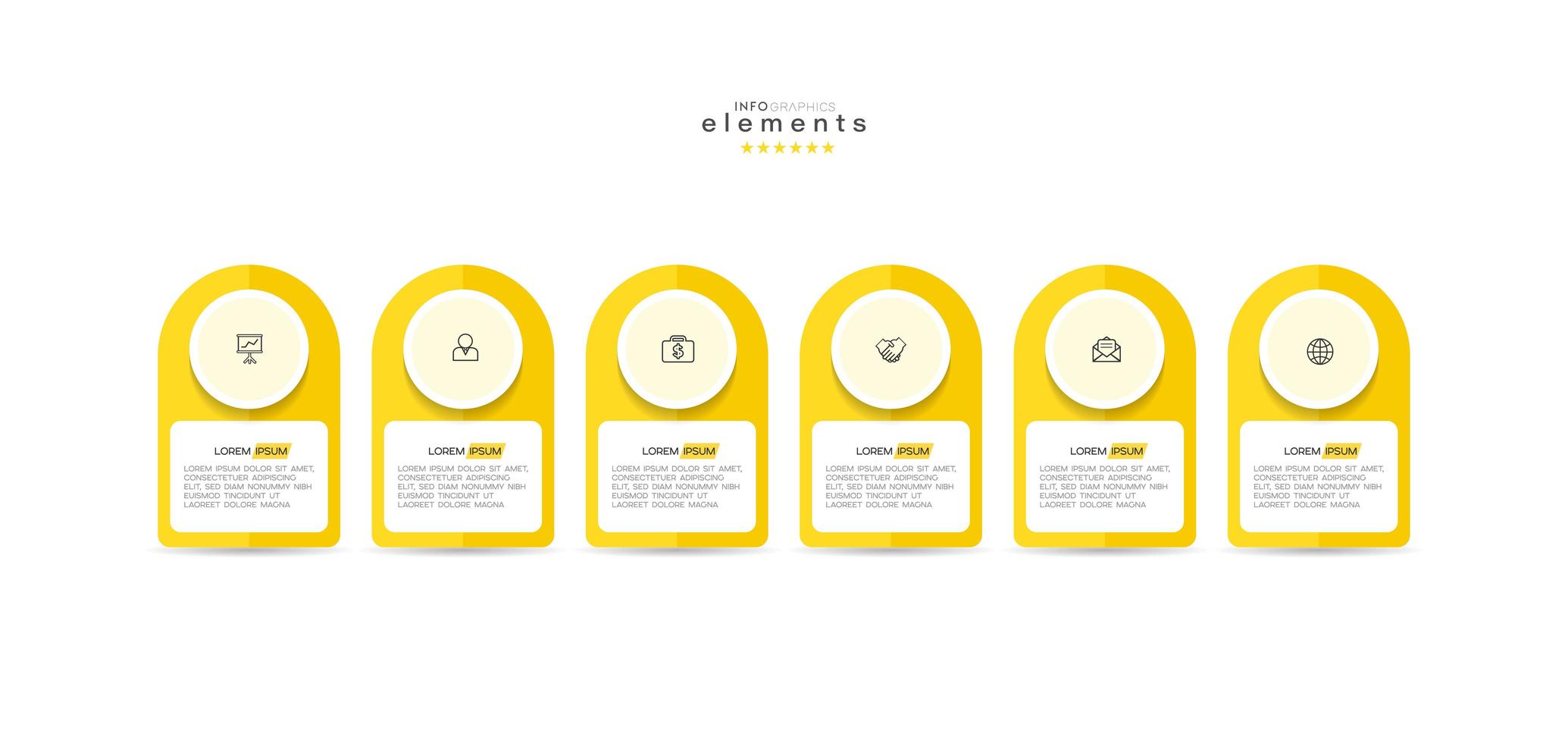Infographic element with icons and 6 options or steps. vector