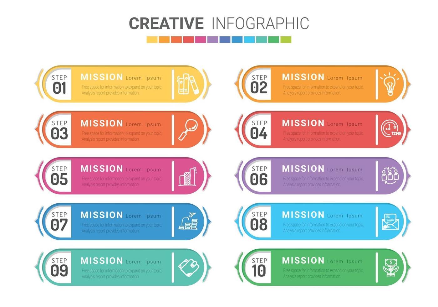 Infographic design template with 10 numbered options. vector