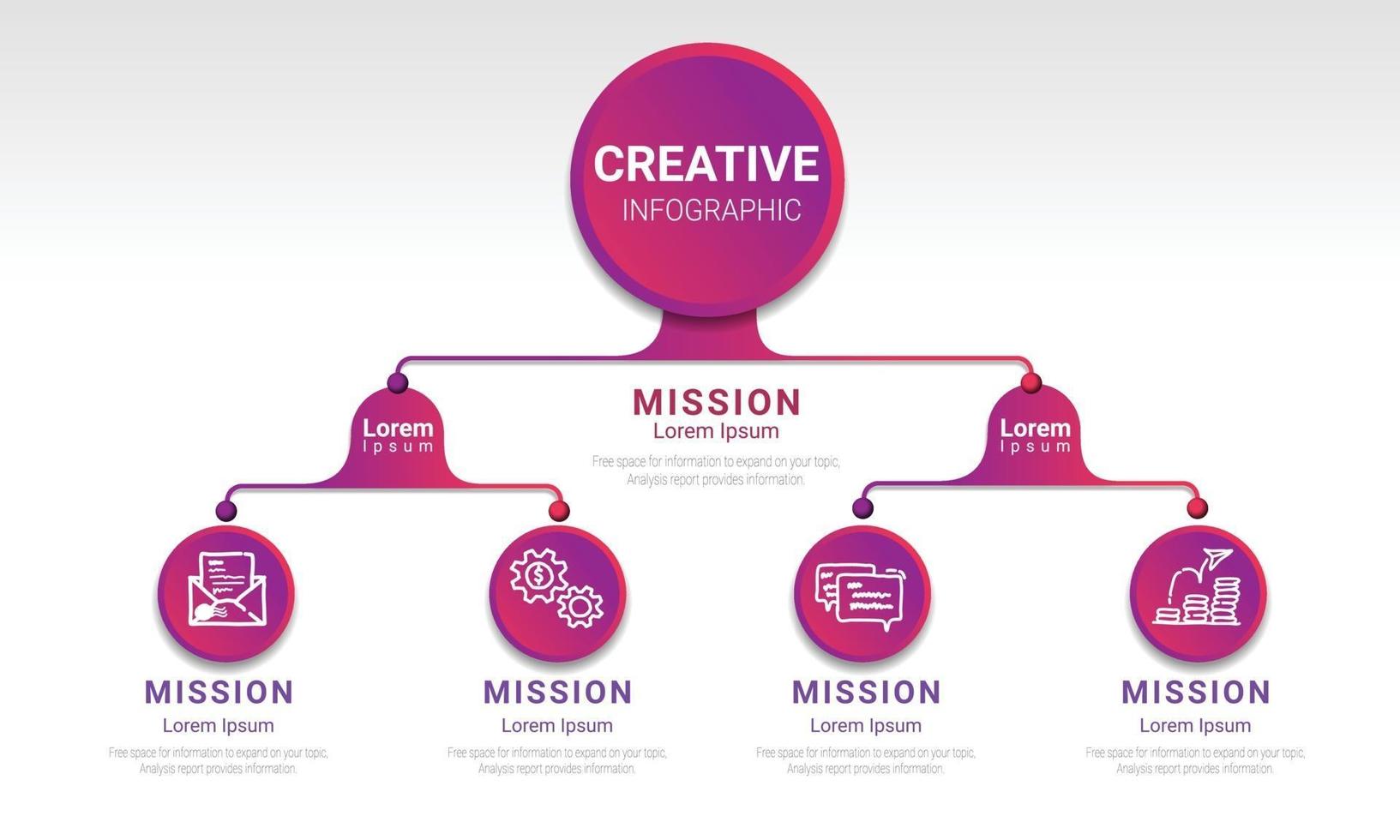 Infographic flow chart template with 2 levels, 4 steps can be used as diagram, graph, table, workflow layout, business presentation vector
