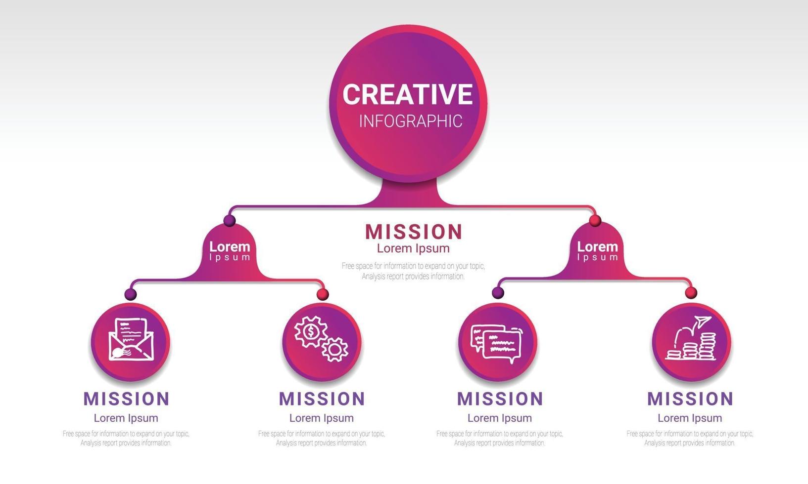 Plantilla de diagrama de flujo infográfico con 2 niveles, 4 pasos se pueden usar como diagrama, gráfico, tabla, diseño de flujo de trabajo, presentación comercial vector