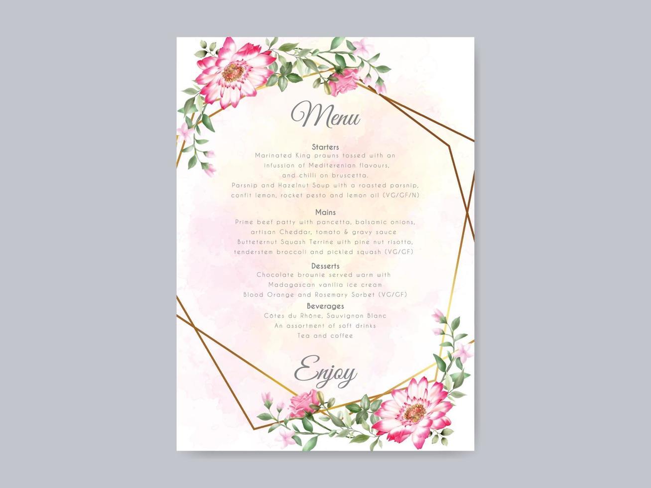 elegant wedding invitation template with beautiful floral design vector