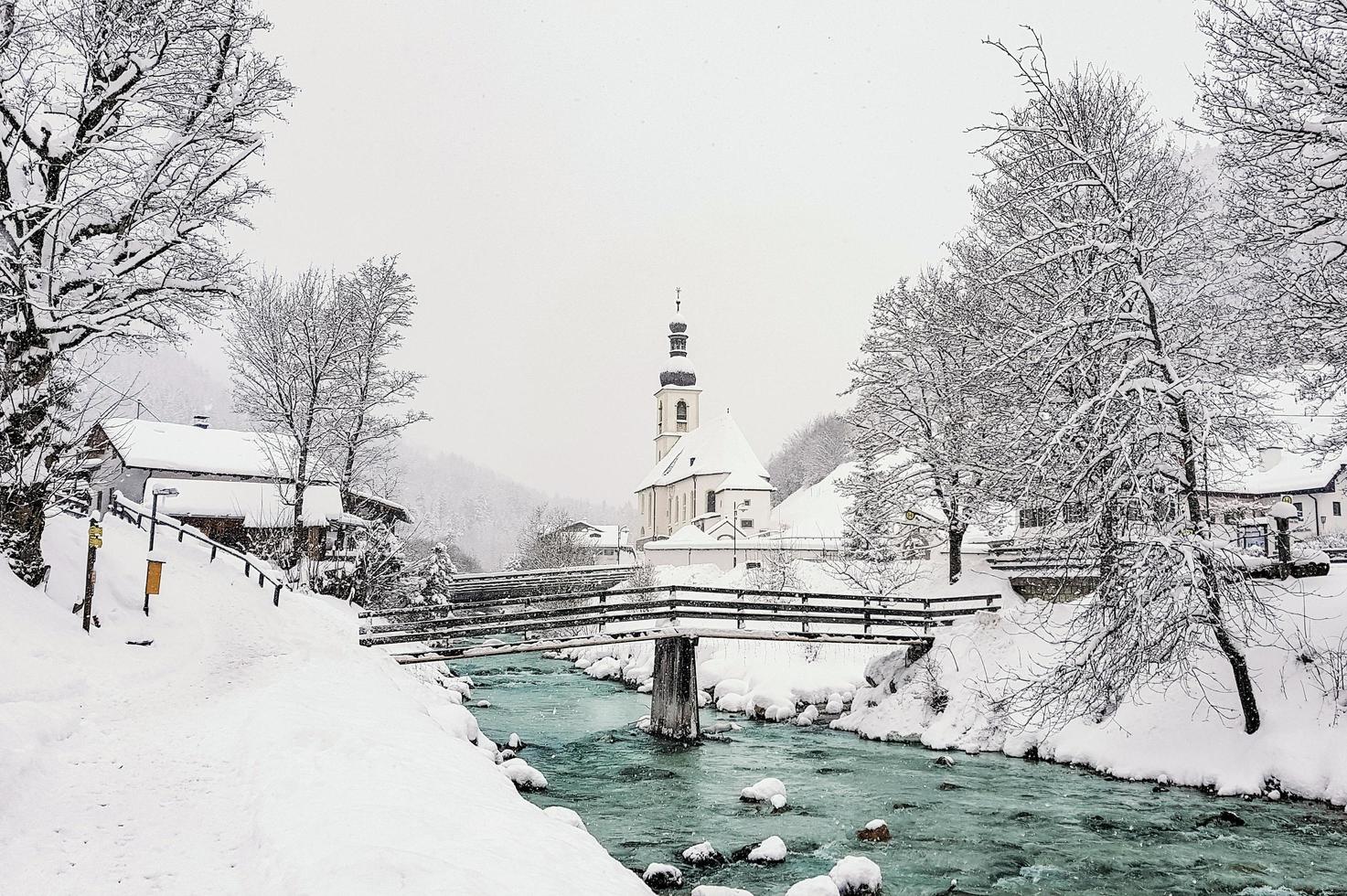 Scenic winter landscape in the Bavarian Alps photo