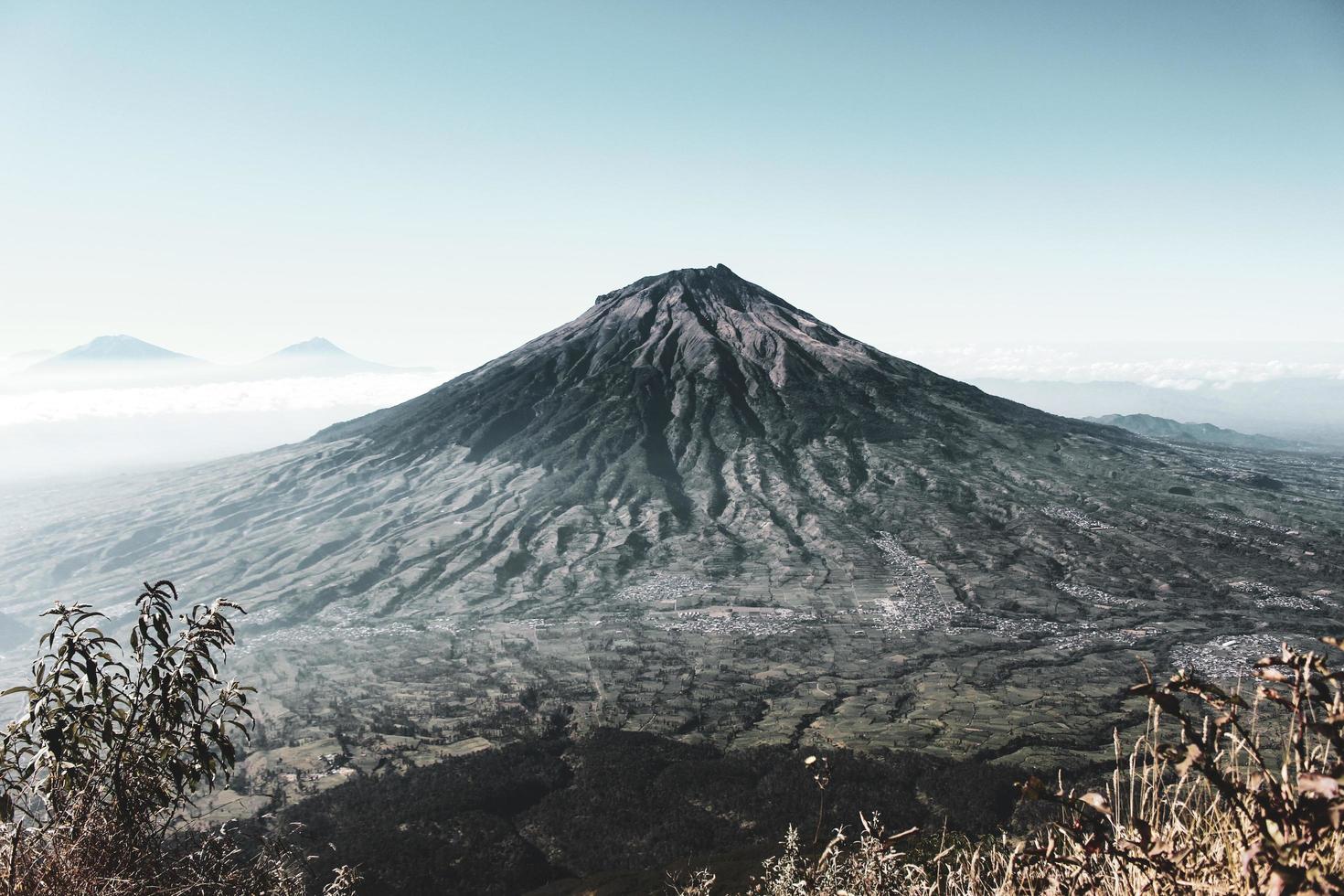 Beautiful mountain peak under blue sky photo