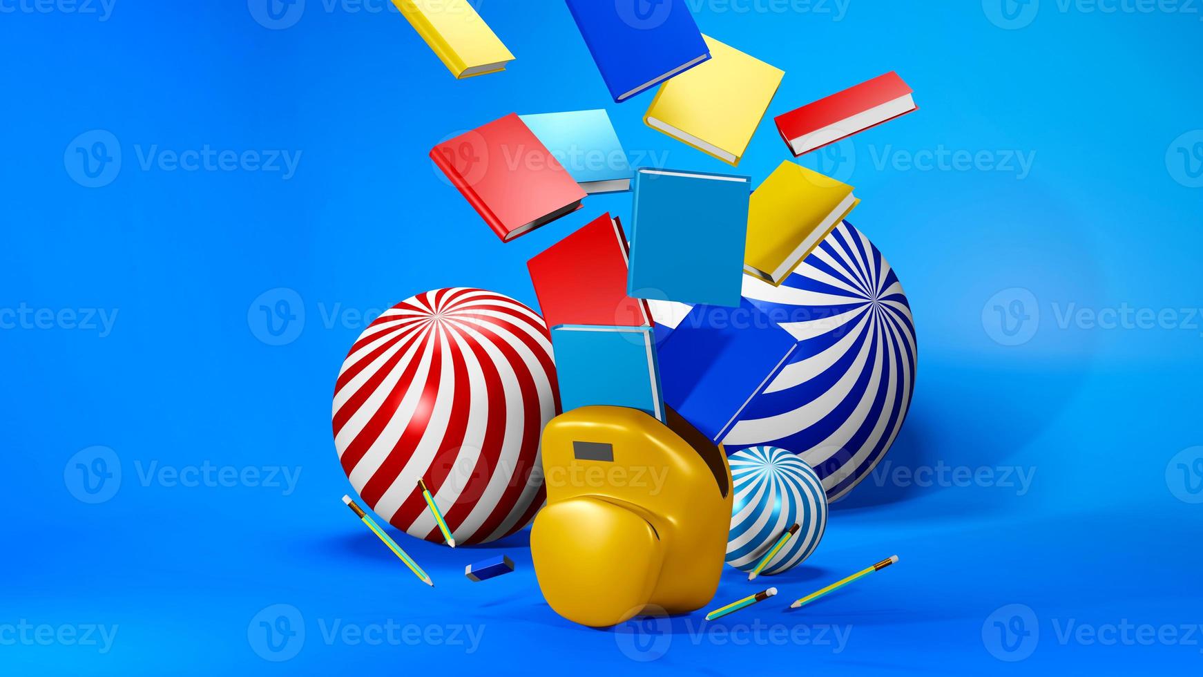 3D rendering of school supplies photo