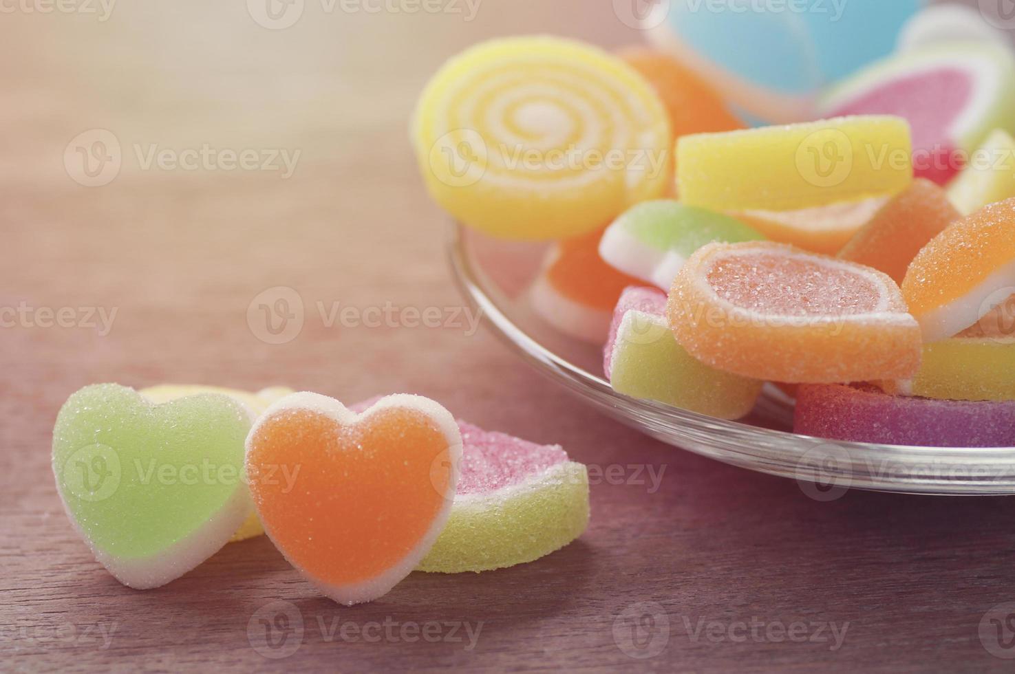 Sweet heart shaped jelly candies photo