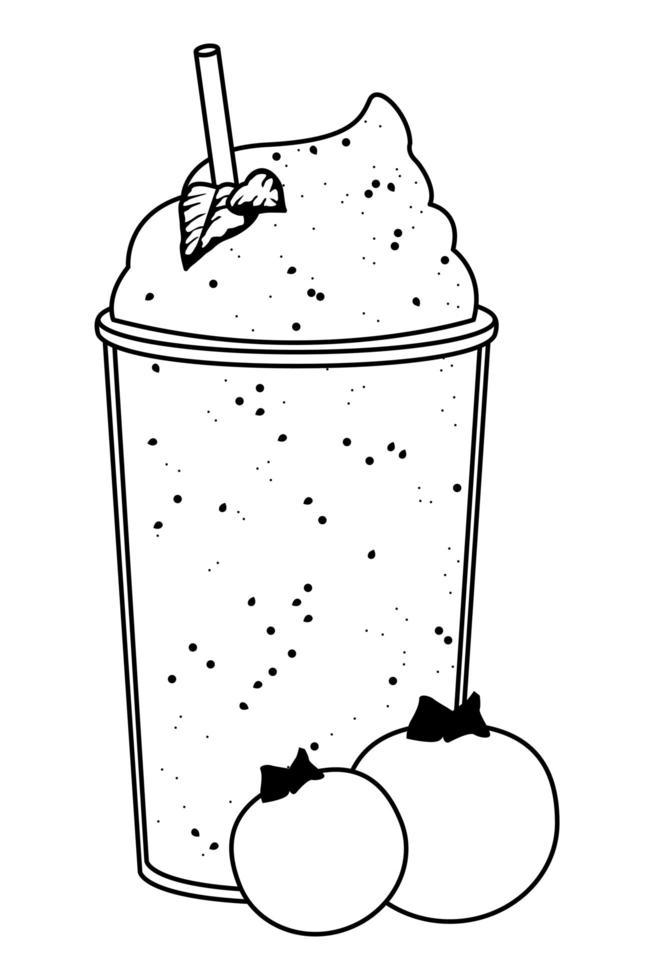 tropical fruit and smoothie drink in black and white vector