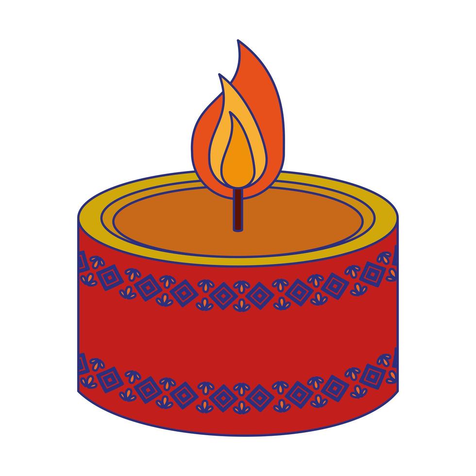 Decorative candle aromatherapy symbol isolated blue lines vector