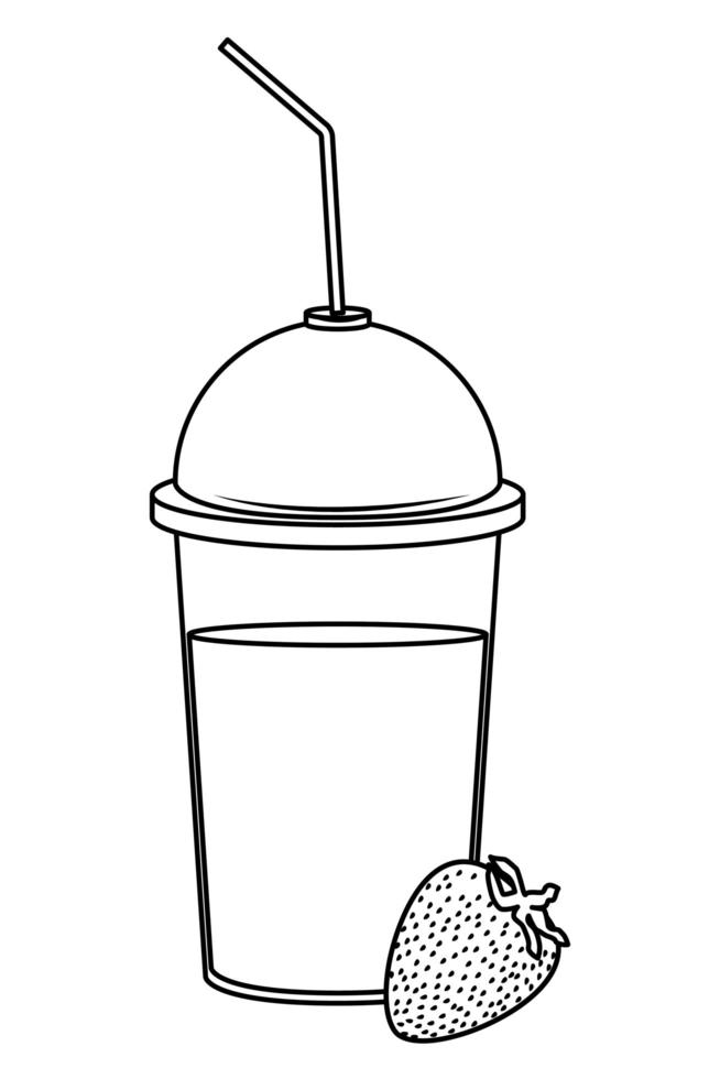 tropical fruit and smoothie drink in black and white vector