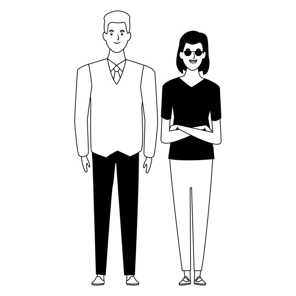 Personaje de dibujos animados de avatar de pareja en blanco y negro 1971105  Vector en Vecteezy
