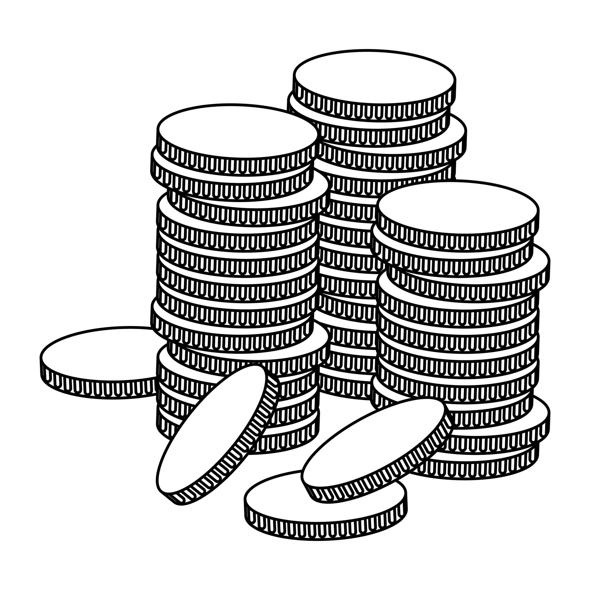 Stacked Golden Coins Icon Cartoon In Black And White 1971108 Vector Art