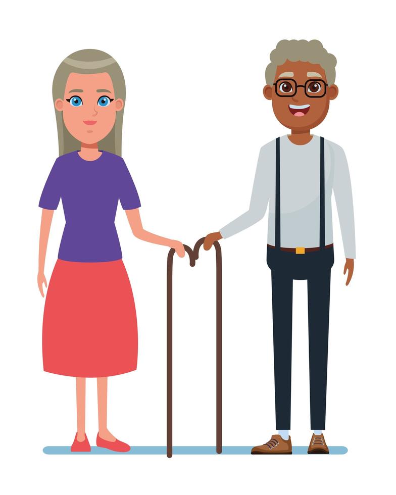 elderly people avatar cartoon character vector