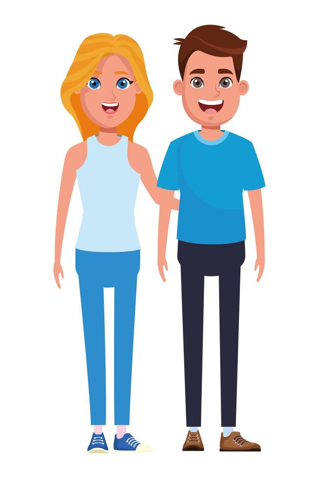 couple avatar cartoon character portrait vector