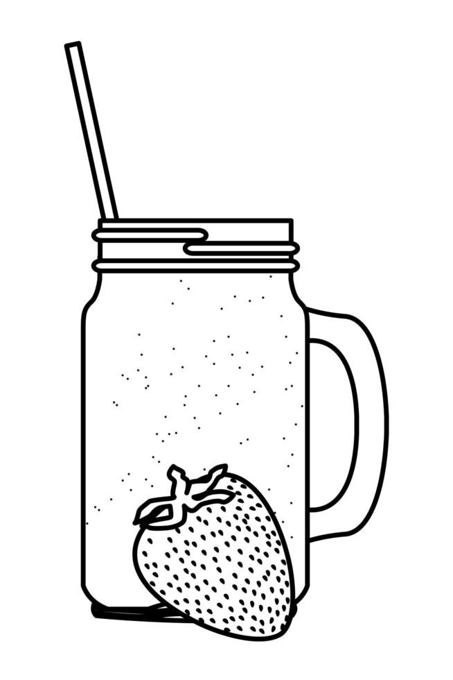 tropical fruit and smoothie drink in black and white vector