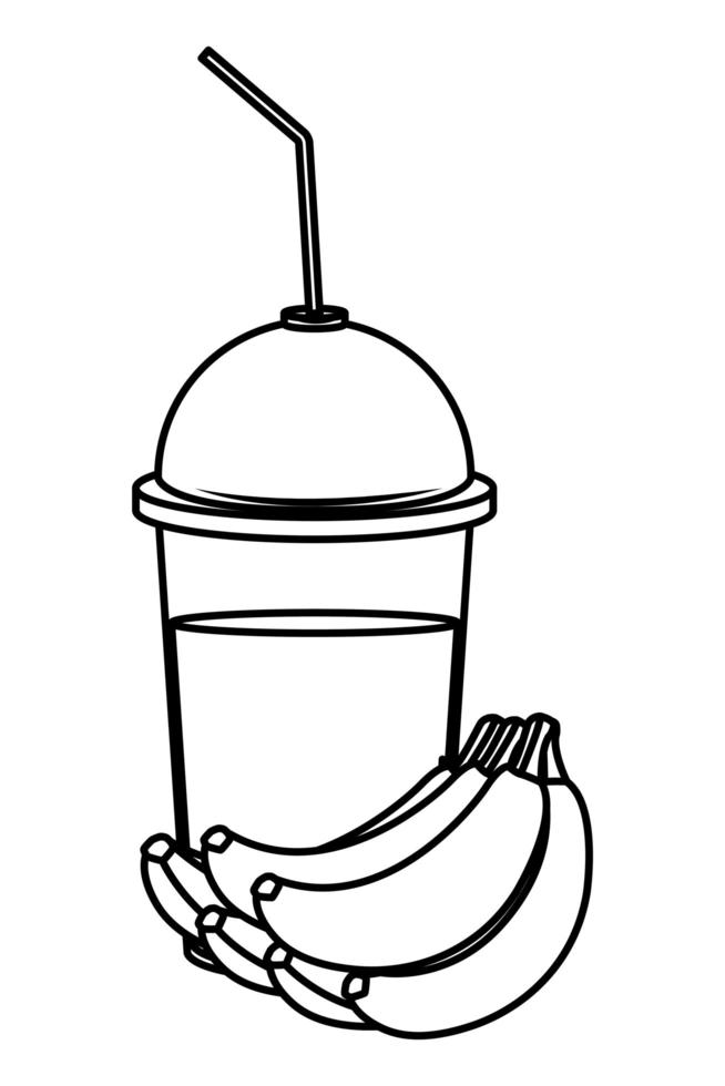 tropical fruit and smoothie drink in black and white vector