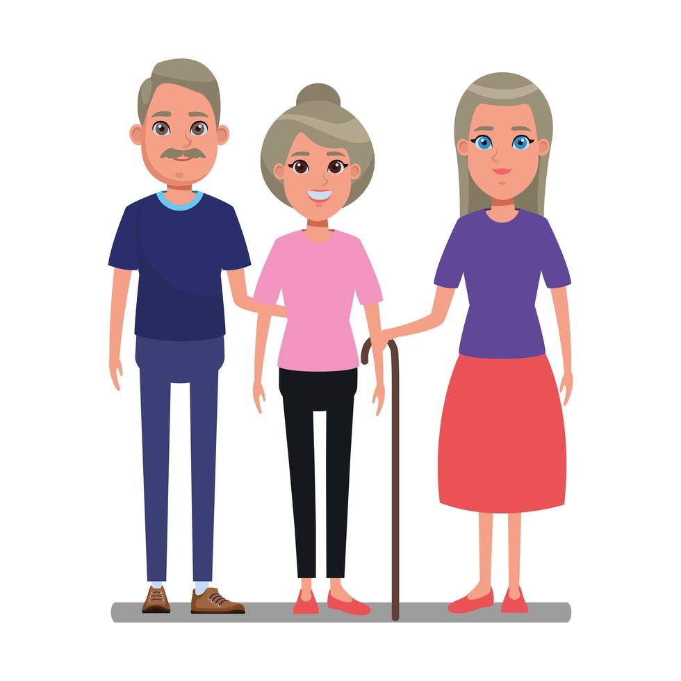 elderly people avatar cartoon character vector